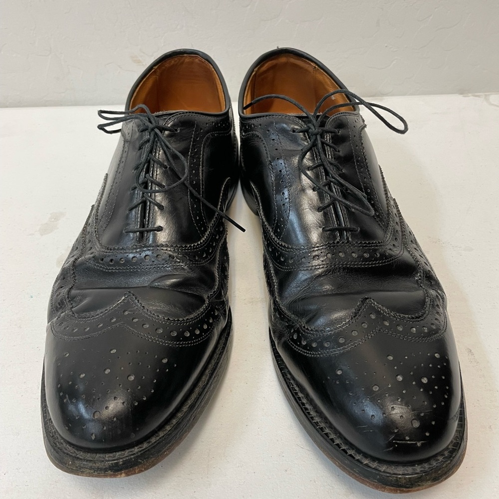 ALLEN EDMONDS Made in USA Black Barrington Brogue Wingtip Shoes Size 12 1/2 D